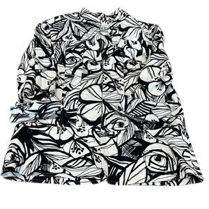 Coldwater Creek szPM 3/4 cuffed sleeve black & white flower print jacket EUC
